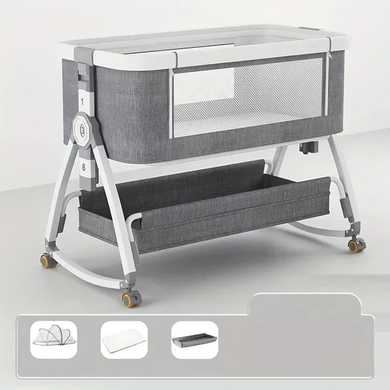 Folding Bed Children Multi Functional Baby Crib Foldable Height Adjustment Splicing Cama Plegables Para Children's Furniture