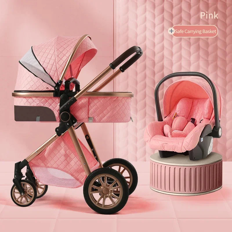 Baby Stroller High Landscape Can Sit or Lie Down Lightweight Folding Two-way Shock-absorbing Newborn Baby Stroller