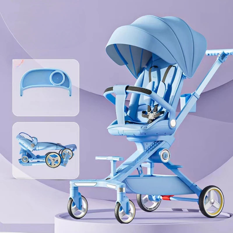 Baby stroller 0 to 3 years High view Shock absorption four wheels stroller folding Can sit or lie down lightweight baby stroller