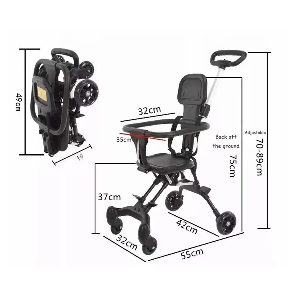Foldable Stroller Lightweight Multipurpose Portable with Canopy Adjustable Infant Pram for Outside Camping Travel Airplane