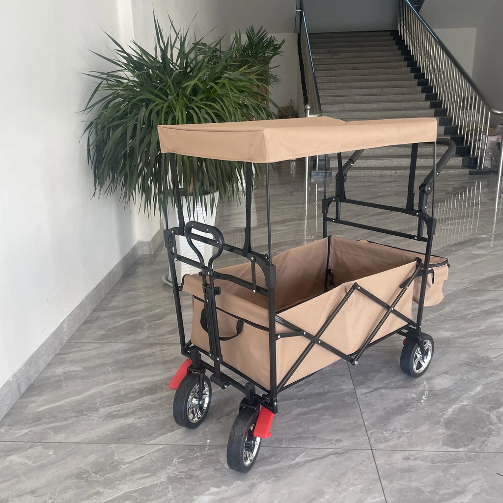 2025 High Quality Foldable Utility Trolley Wagon Stroller Wagon Folding Wagon With Canopy For Kids