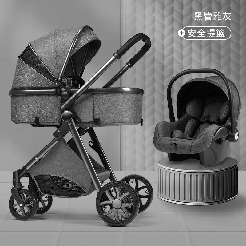Baby Stroller High Landscape Can Sit or Lie Down Lightweight Folding Two-way Shock-absorbing Newborn Baby Stroller
