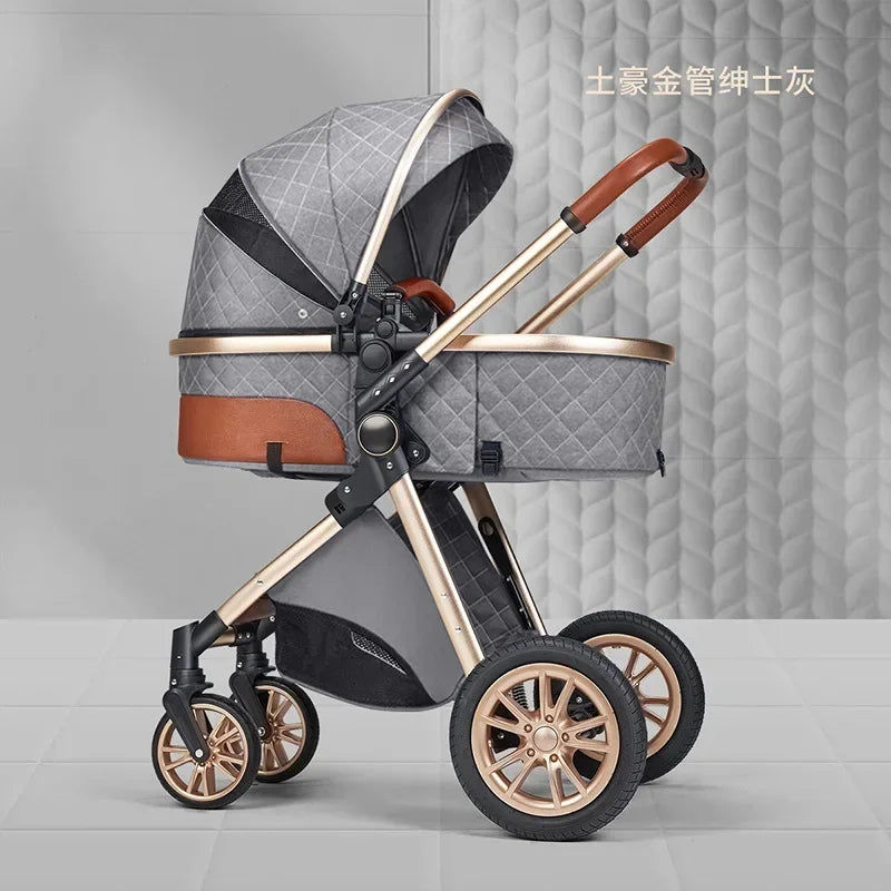 Baby Stroller High Landscape Can Sit or Lie Down Lightweight Folding Two-way Shock-absorbing Newborn Baby Stroller