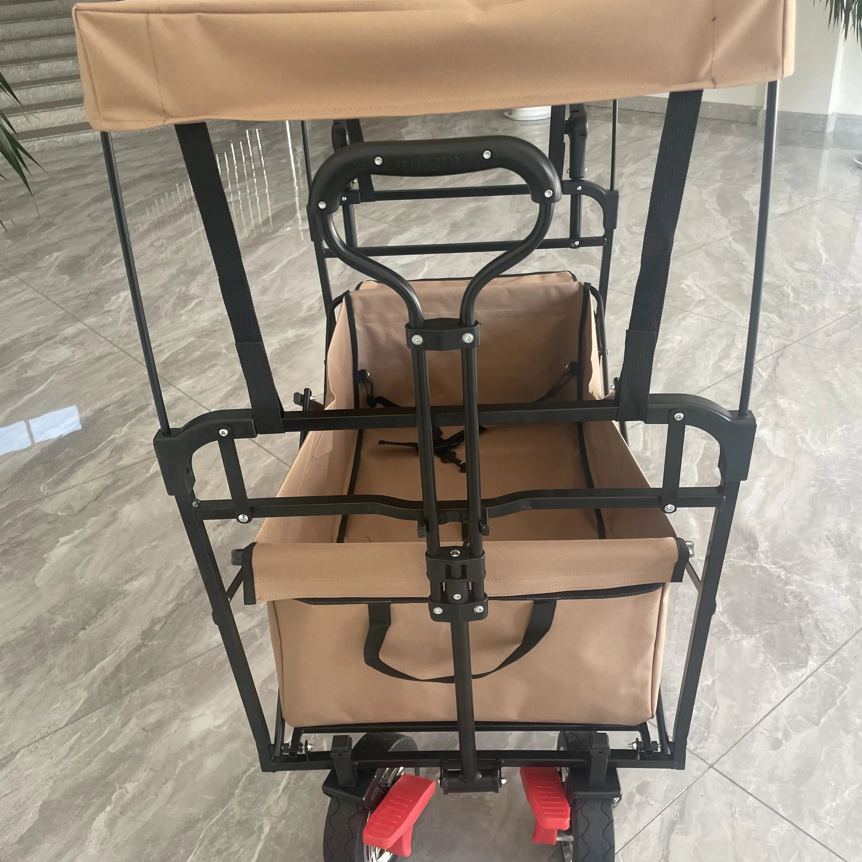 2025 High Quality Foldable Utility Trolley Wagon Stroller Wagon Folding Wagon With Canopy For Kids