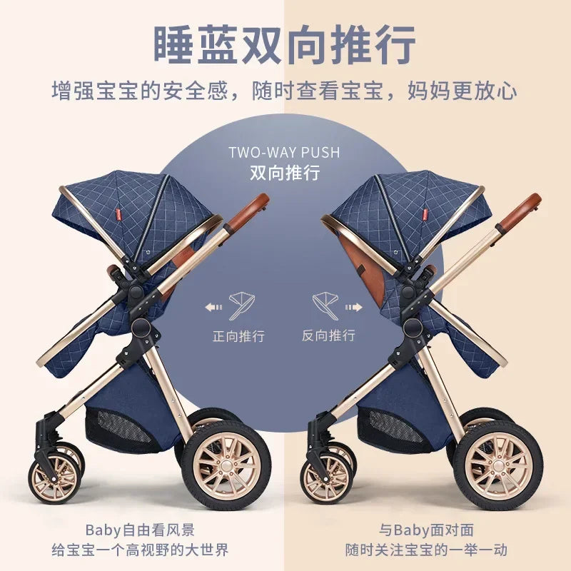 Baby Stroller High Landscape Can Sit or Lie Down Lightweight Folding Two-way Shock-absorbing Newborn Baby Stroller