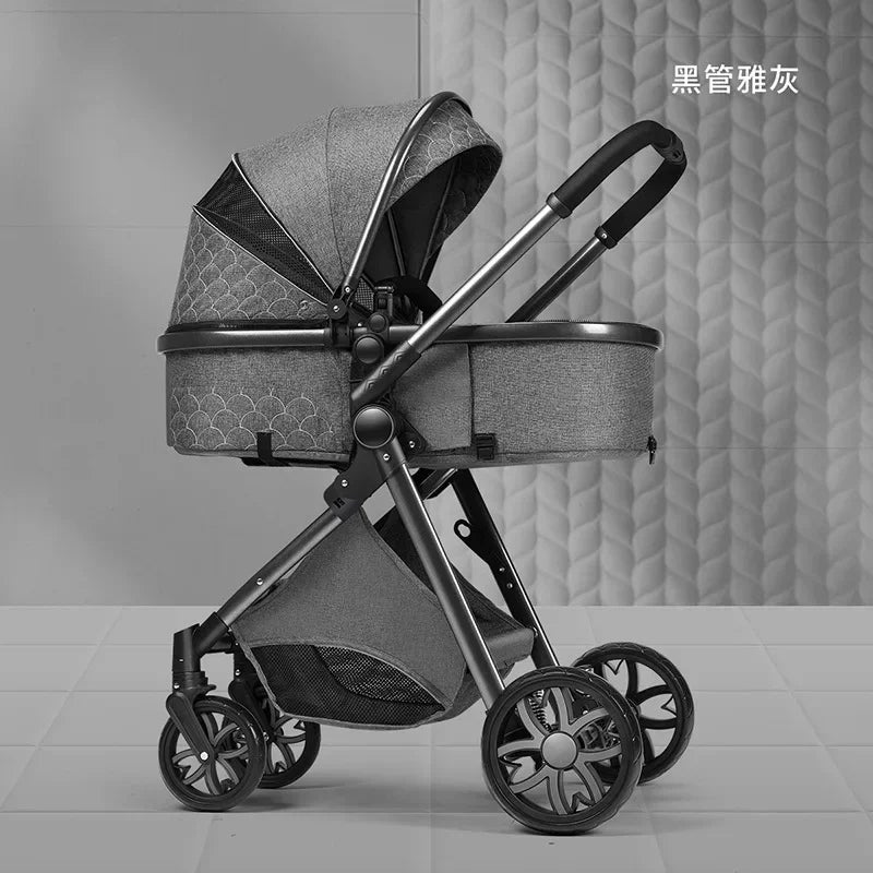 Baby Stroller High Landscape Can Sit or Lie Down Lightweight Folding Two-way Shock-absorbing Newborn Baby Stroller
