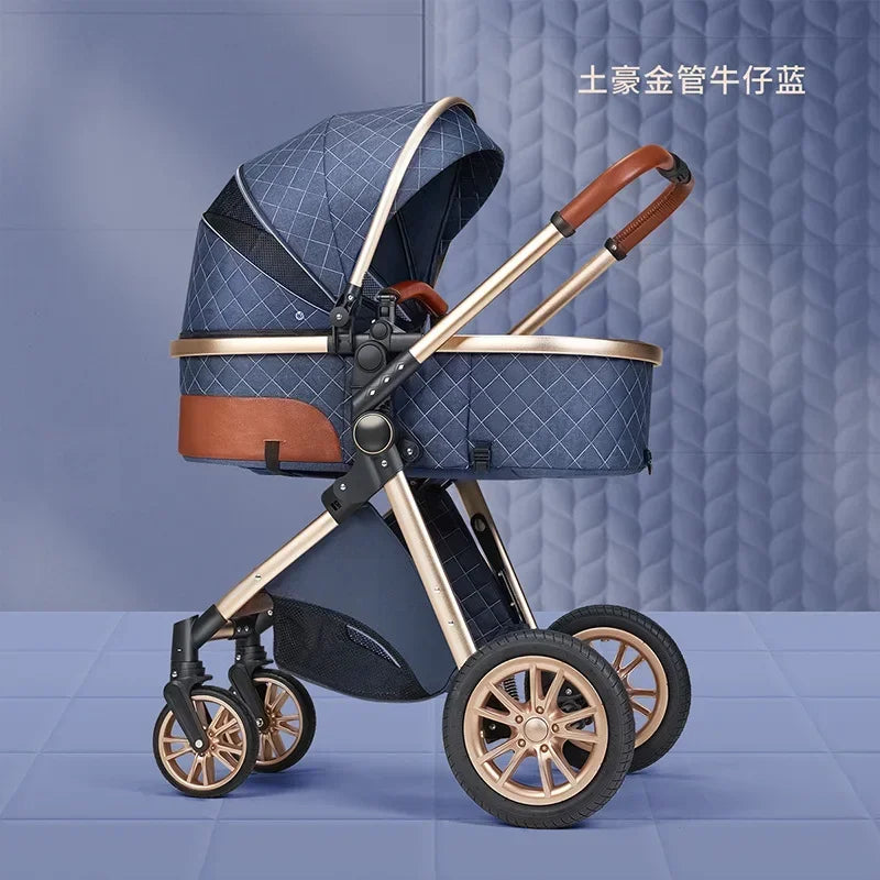 Baby Stroller High Landscape Can Sit or Lie Down Lightweight Folding Two-way Shock-absorbing Newborn Baby Stroller